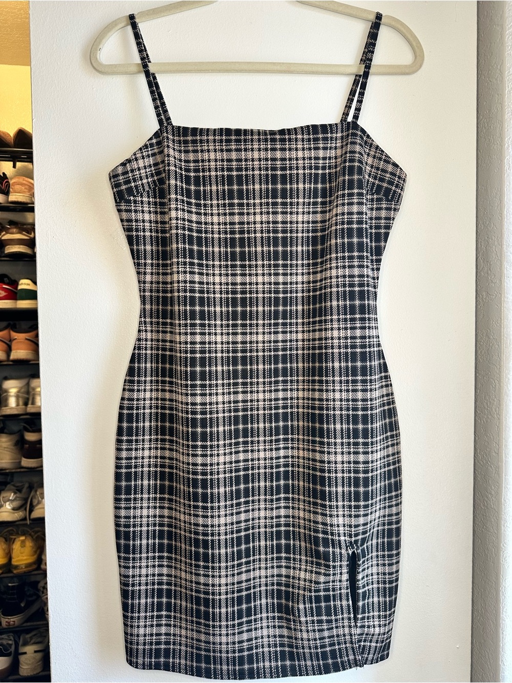 Plaid Spaghetti-Strap Mini Dress
